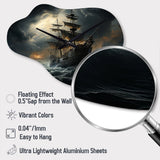 Pirate Ship At Stormy Seas - Asymmetric Metal Wall Clock