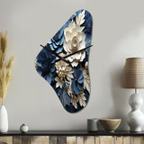Blue Flower Crafted Delights I - Asymmetric Metal Wall Clock