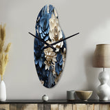 Blue Flower Crafted Delights I - Asymmetric Metal Wall Clock