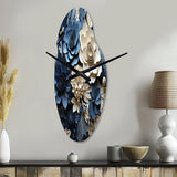 Blue Flower Crafted Delights I - Asymmetric Metal Wall Clock