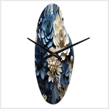 Blue Flower Crafted Delights I - Asymmetric Metal Wall Clock