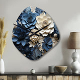 Blue Flower Crafted Delights I - Asymmetric Metal Wall Clock