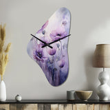 Violet Veil Delicate Poppies Moment - Asymmetric Metal Wall Clock