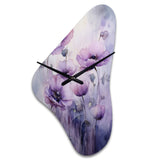 Violet Veil Delicate Poppies Moment - Asymmetric Metal Wall Clock