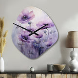 Violet Veil Delicate Poppies Moment - Asymmetric Metal Wall Clock