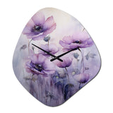 Violet Veil Delicate Poppies Moment - Asymmetric Metal Wall Clock