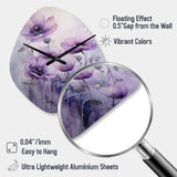 Violet Veil Delicate Poppies Moment - Asymmetric Metal Wall Clock