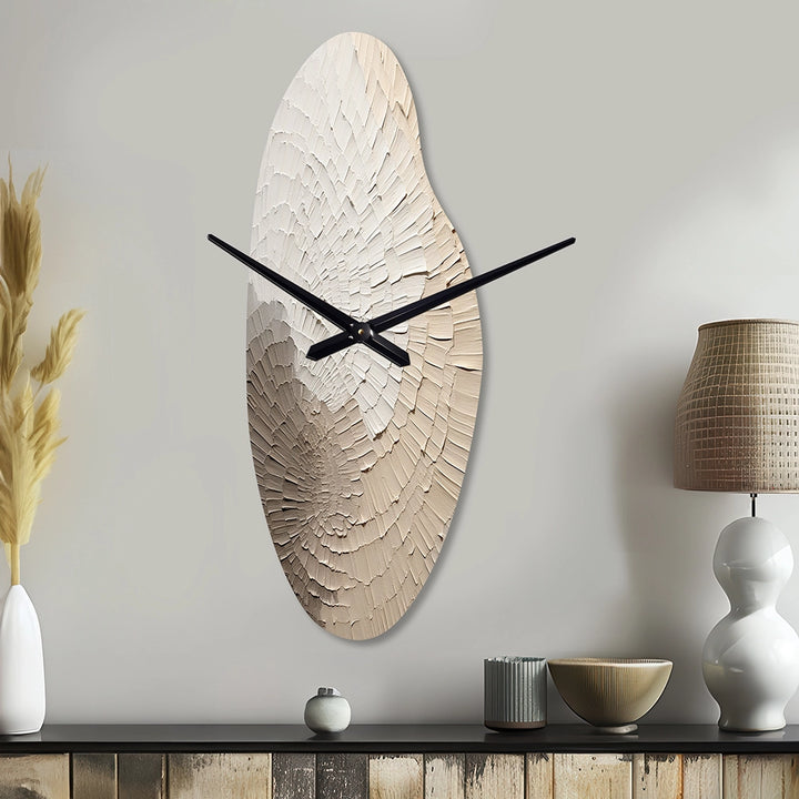 Graceful Minimalism Beige Muted Art - Asymmetric Metal Wall Clock
