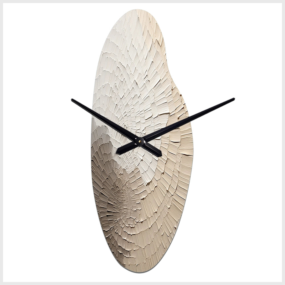 Graceful Minimalism Beige Muted Art - Asymmetric Metal Wall Clock