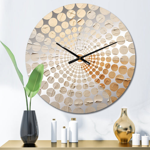 Graceful Minimalism Beig And Gold Muted Art - Abstract Metal Wall Clock