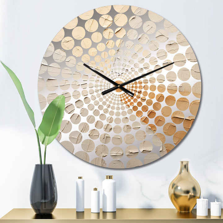 Graceful Minimalism Beig And Gold Muted Art - Abstract Metal Wall Clock