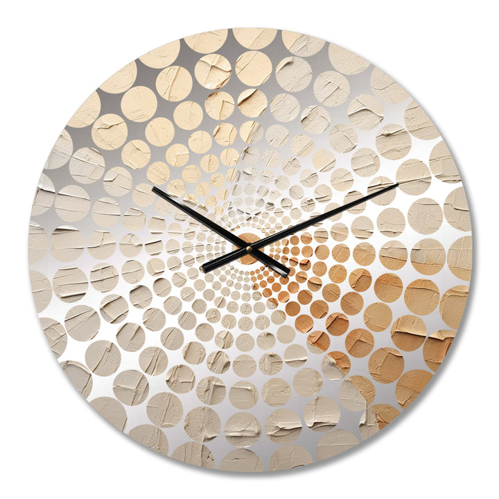 Graceful Minimalism Beig And Gold Muted Art - Abstract Metal Wall Clock