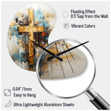 Divine Love Religious Cross III - Asymmetric Metal Wall Clock