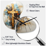 Divine Love Religious Cross III - Asymmetric Metal Wall Clock