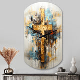 Divine Love Religious Cross III - Asymmetric Metal Wall Clock