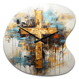 Divine Love Religious Cross III - Asymmetric Metal Wall Clock