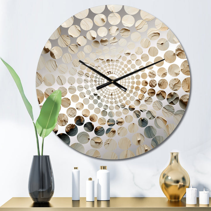 Beige Minimalism River Mountain Wonders - Landscapes Metal Wall Clock
