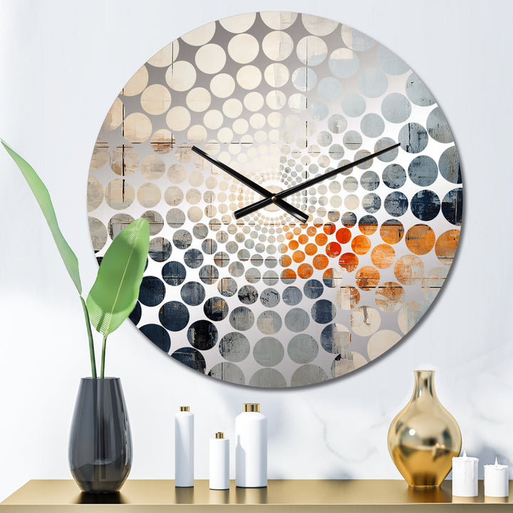 Abstract Black Beige Road Collage I - Abstract Metal Wall Clock