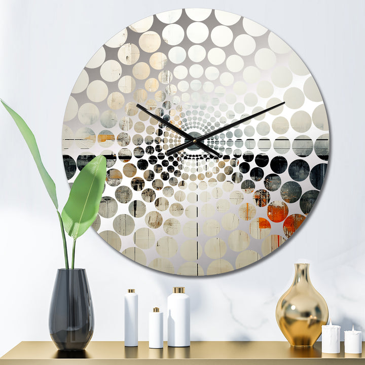 Abstract Black Beige Road Collage II - Abstract Metal Wall Clock