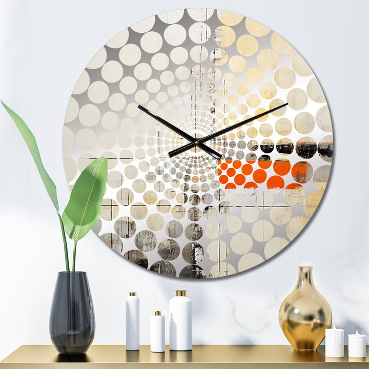 Abstract Peach Grey Road Collage - Abstract Metal Wall Clock