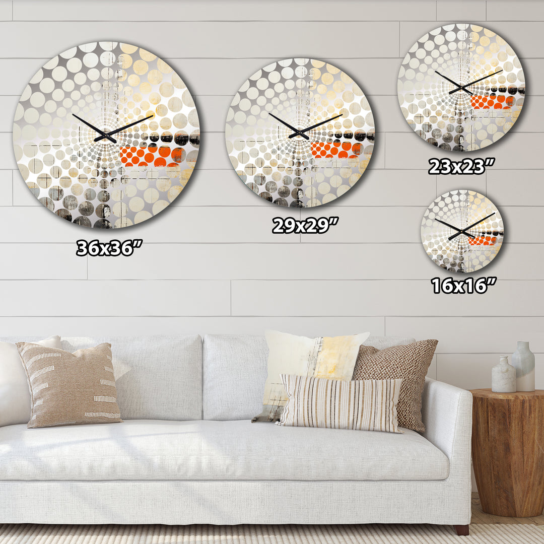 Abstract Peach Grey Road Collage - Abstract Metal Wall Clock