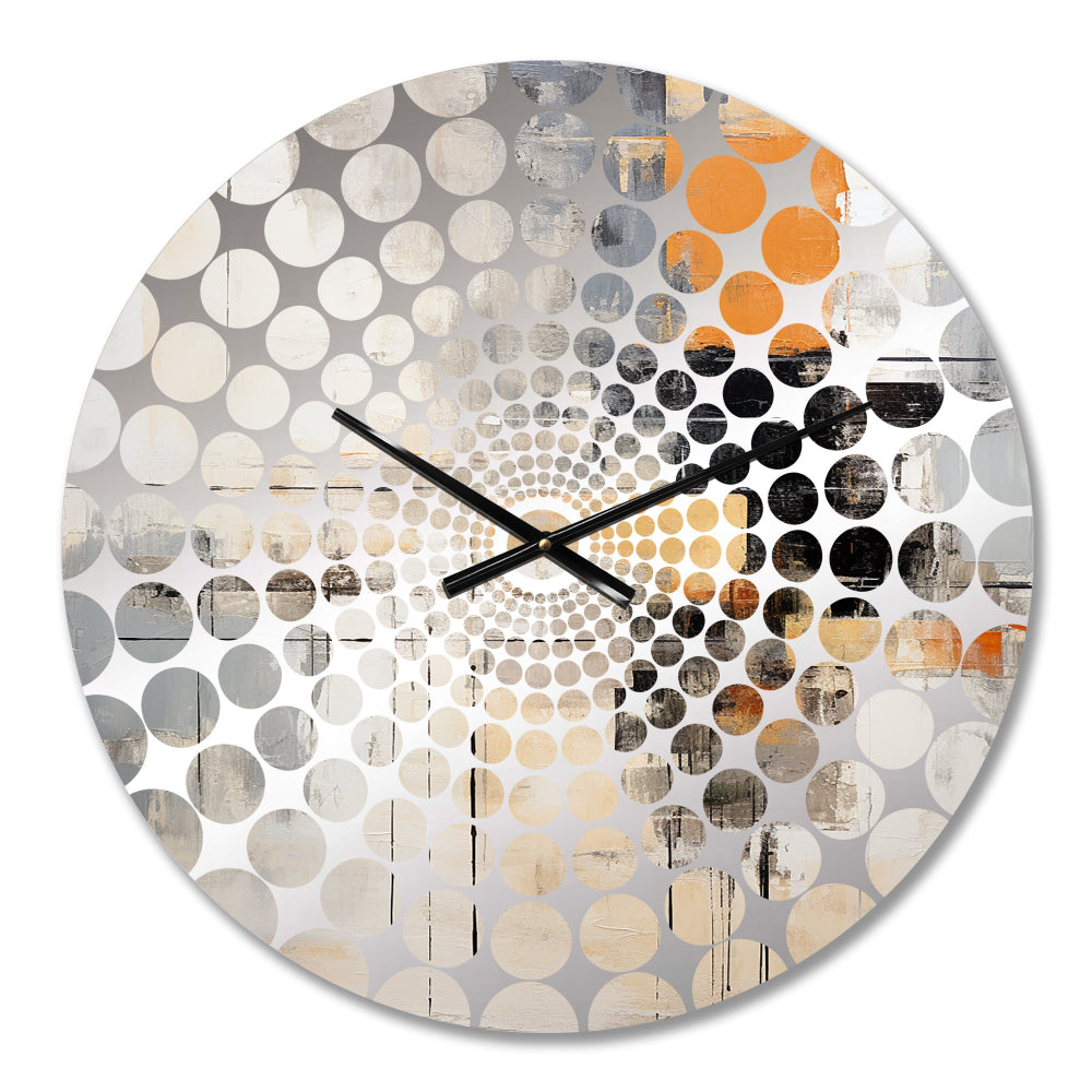 Abstract Beige Grey Road Collage - Abstract Metal Wall Clock