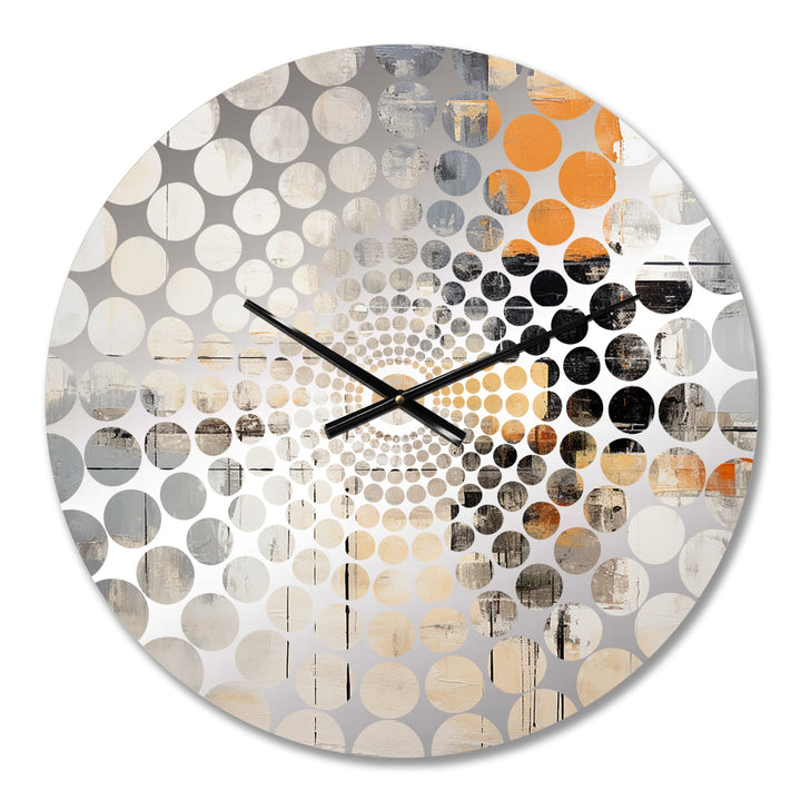 Abstract Beige Grey Road Collage - Abstract Metal Wall Clock