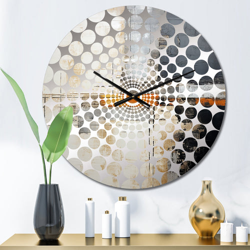 Abstract Beige Grey Road Collage I - Abstract Metal Wall Clock