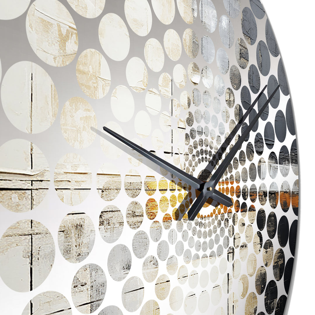 Abstract Beige Grey Road Collage I - Abstract Metal Wall Clock