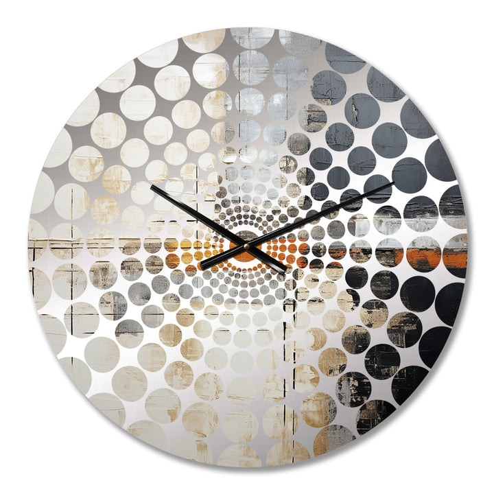 Abstract Beige Grey Road Collage I - Abstract Metal Wall Clock