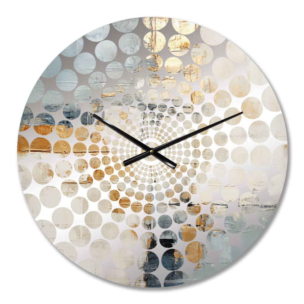 Abstract Beige Gold Road Collage - Abstract Metal Wall Clock