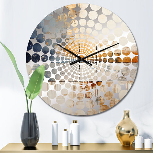 Abstract Beige Gold Road Collage I - Abstract Metal Wall Clock