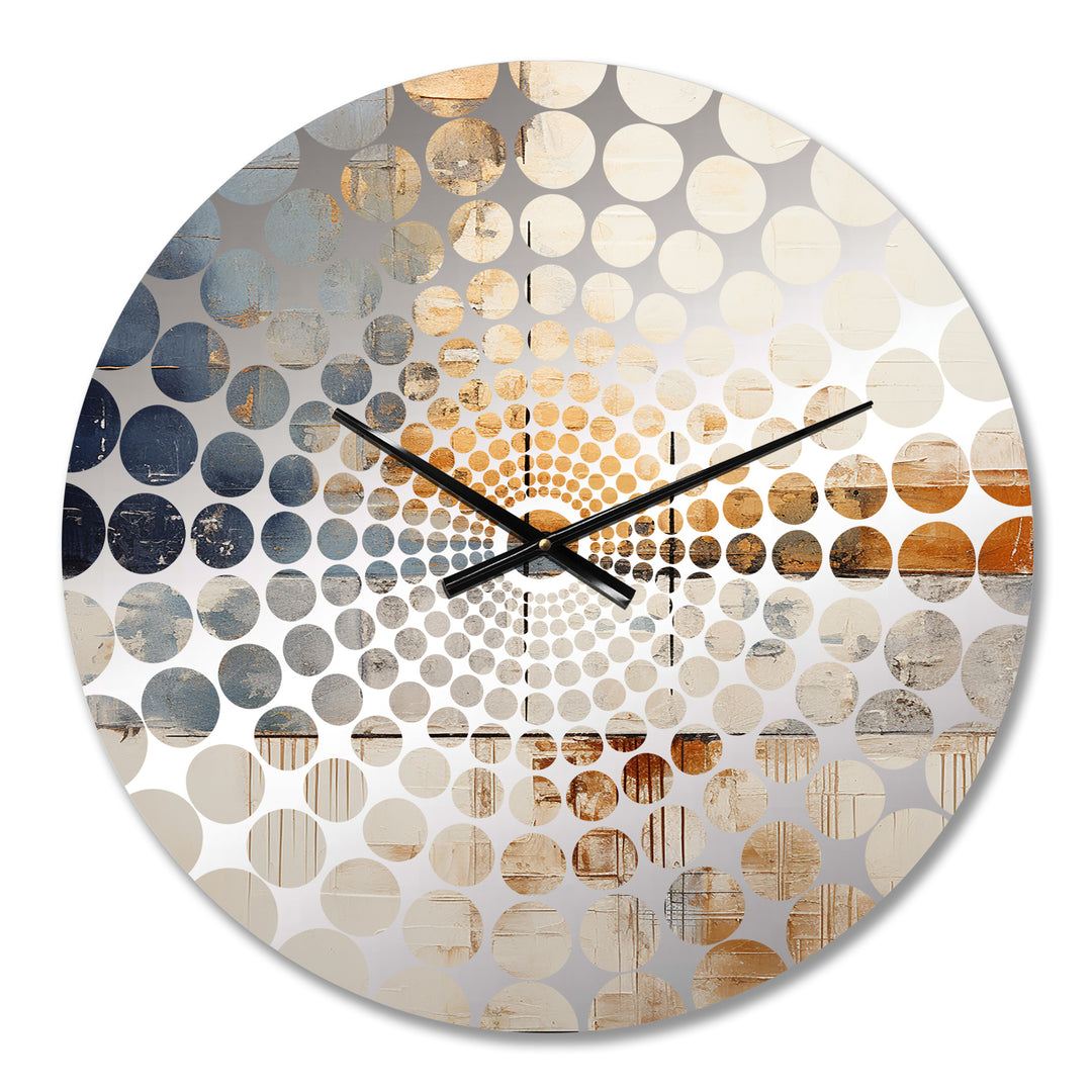 Abstract Beige Gold Road Collage I - Abstract Metal Wall Clock
