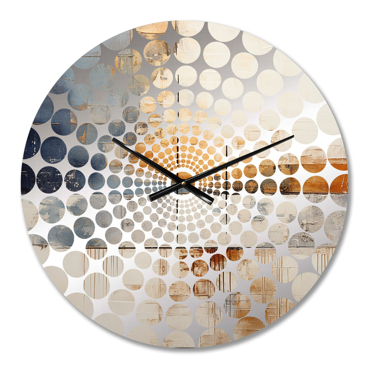 Abstract Beige Gold Road Collage I - Abstract Metal Wall Clock
