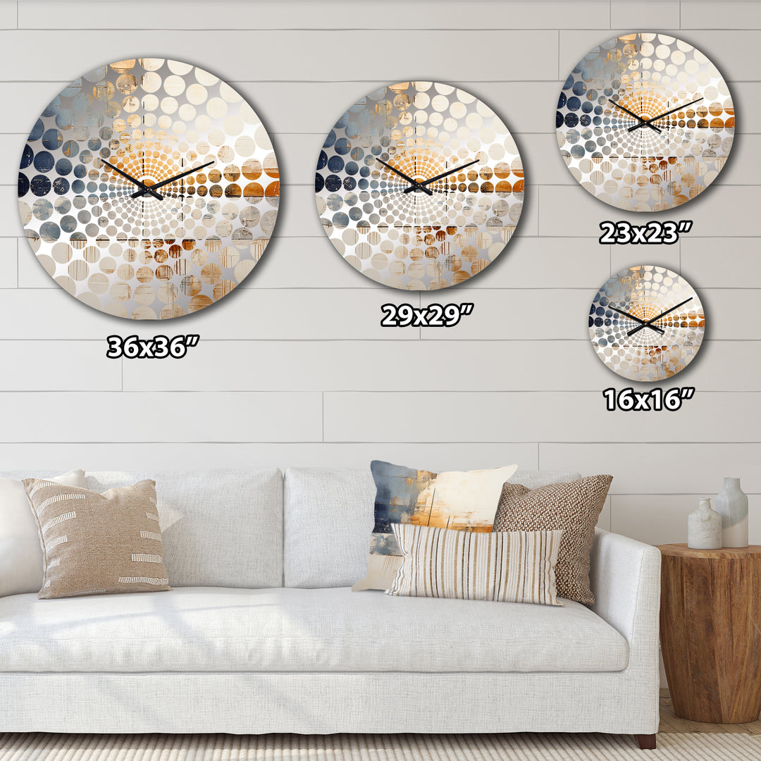 Abstract Beige Gold Road Collage I - Abstract Metal Wall Clock