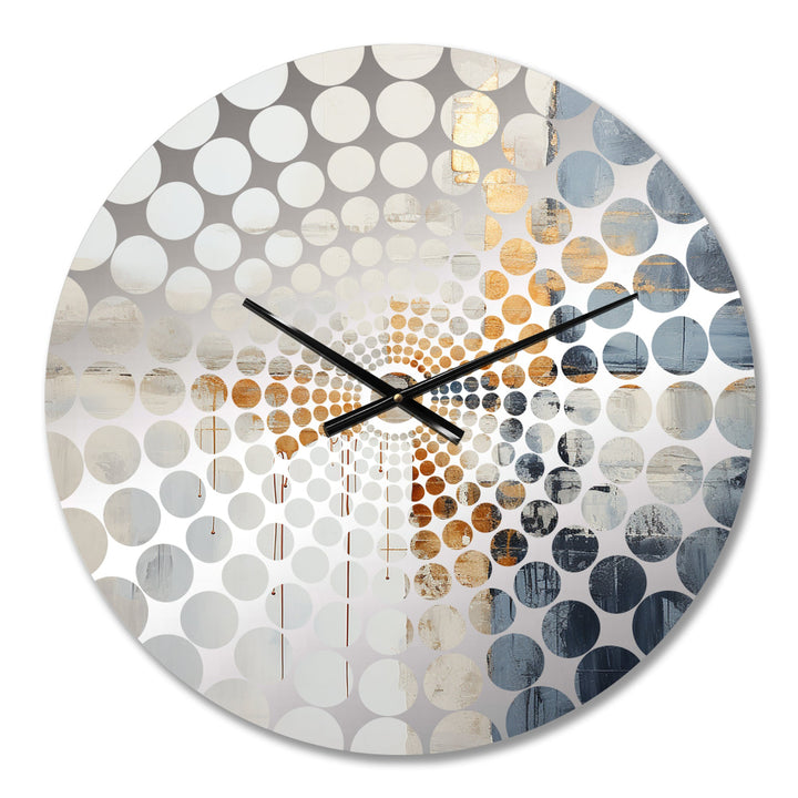 Abstract Beige Gold Road Collage III - Abstract Metal Wall Clock