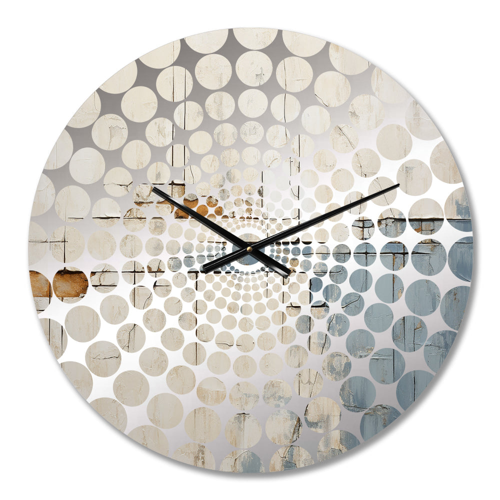 Abstract Blue Beige Road Collage - Abstract Metal Wall Clock