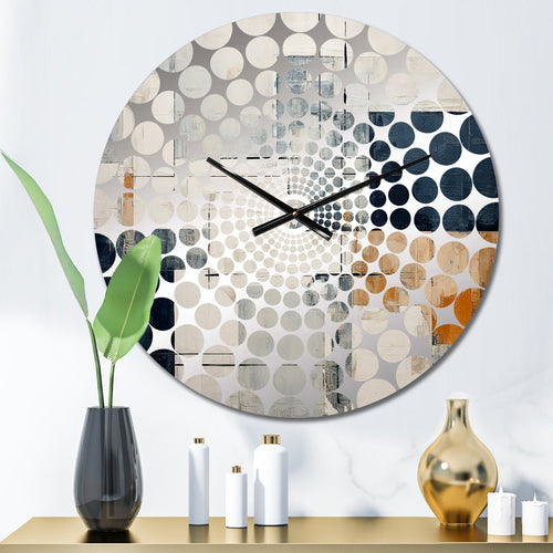 Abstract Blue Beige Road Collage I - Abstract Metal Wall Clock
