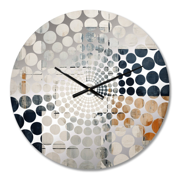 Abstract Blue Beige Road Collage I - Abstract Metal Wall Clock