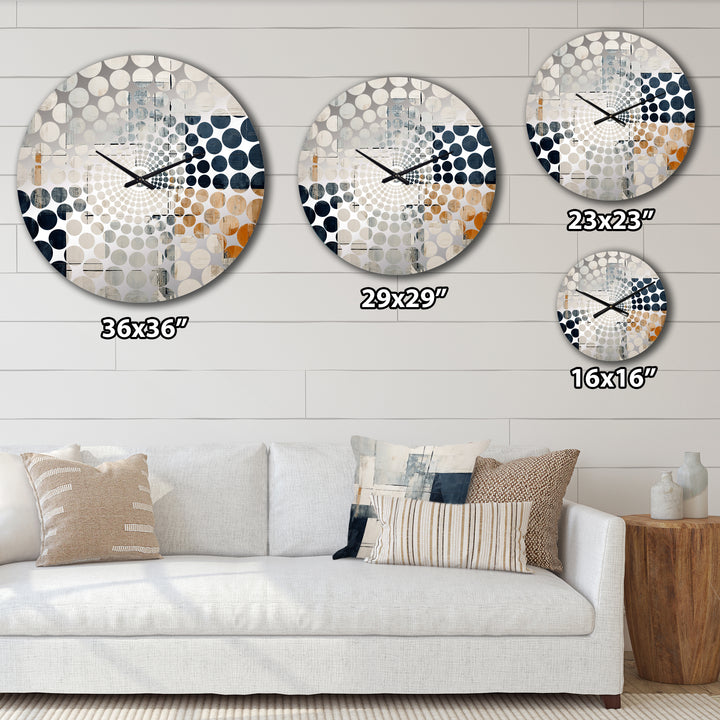 Abstract Blue Beige Road Collage I - Abstract Metal Wall Clock