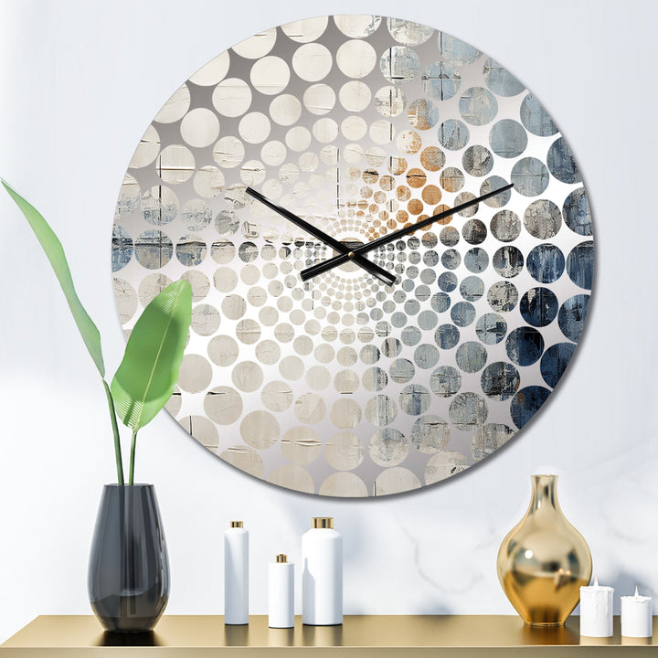 Abstract Blue Beige Road Collage II - Abstract Metal Wall Clock