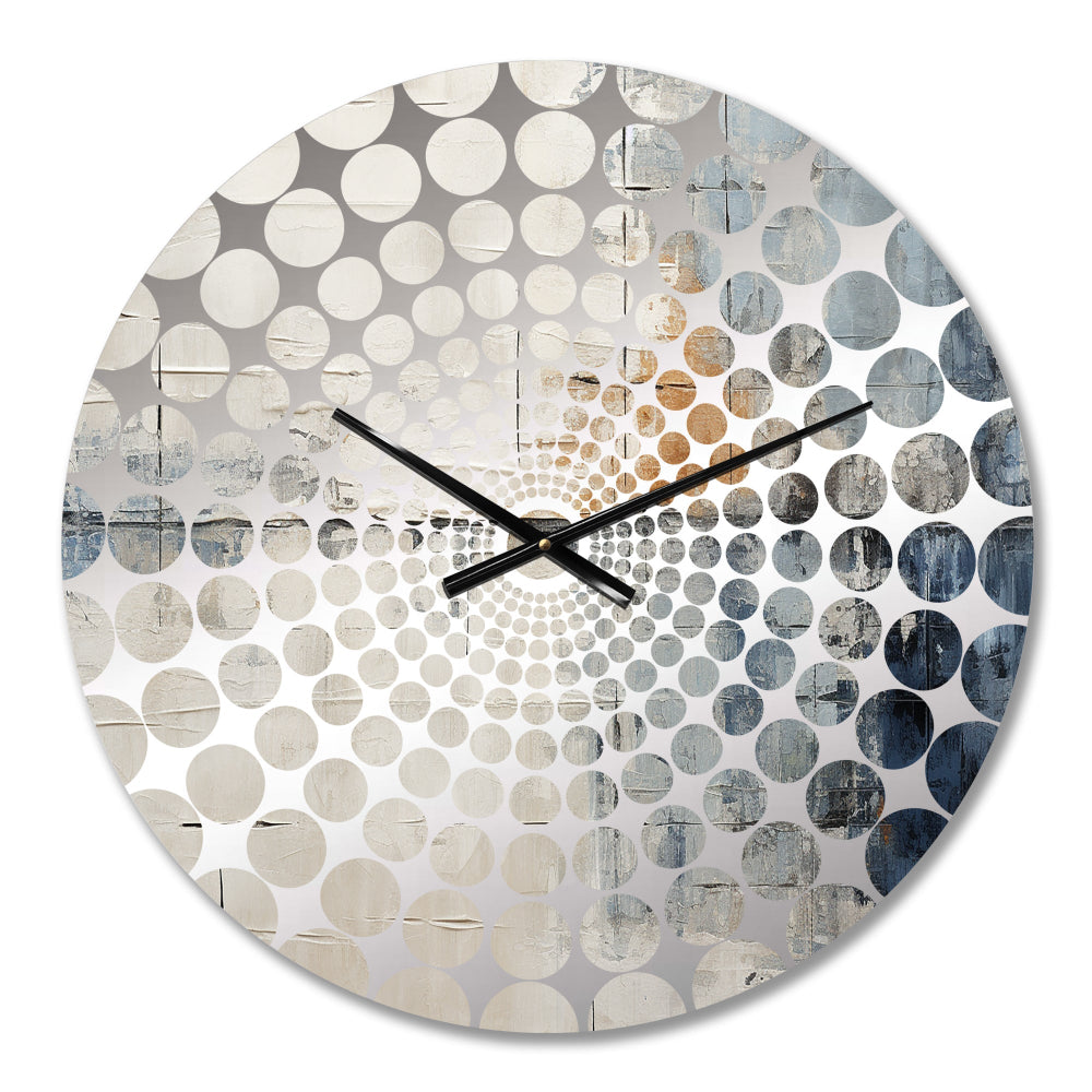 Abstract Blue Beige Road Collage II - Abstract Metal Wall Clock