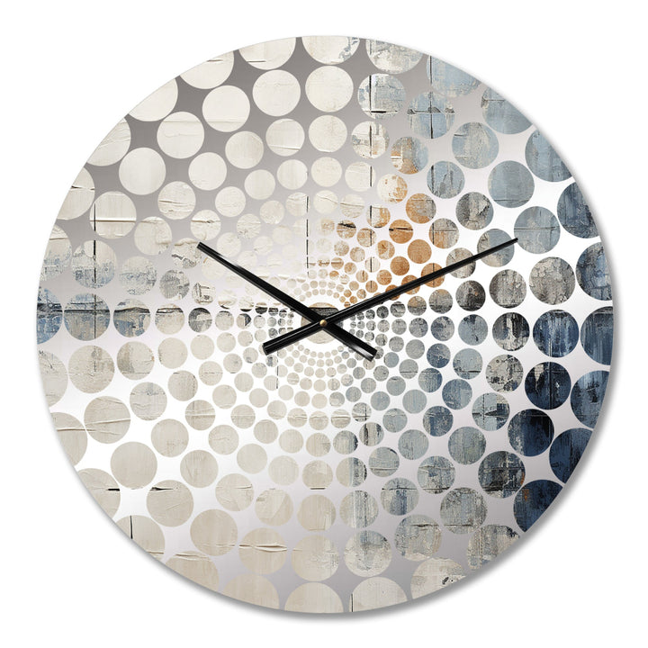 Abstract Blue Beige Road Collage II - Abstract Metal Wall Clock