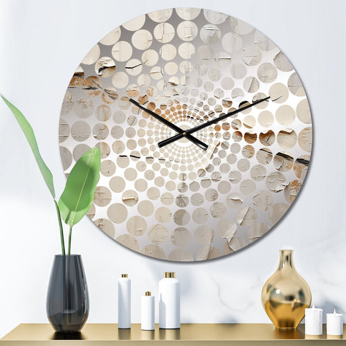 Abstract Beige Brown Road Collage II - Abstract Metal Wall Clock