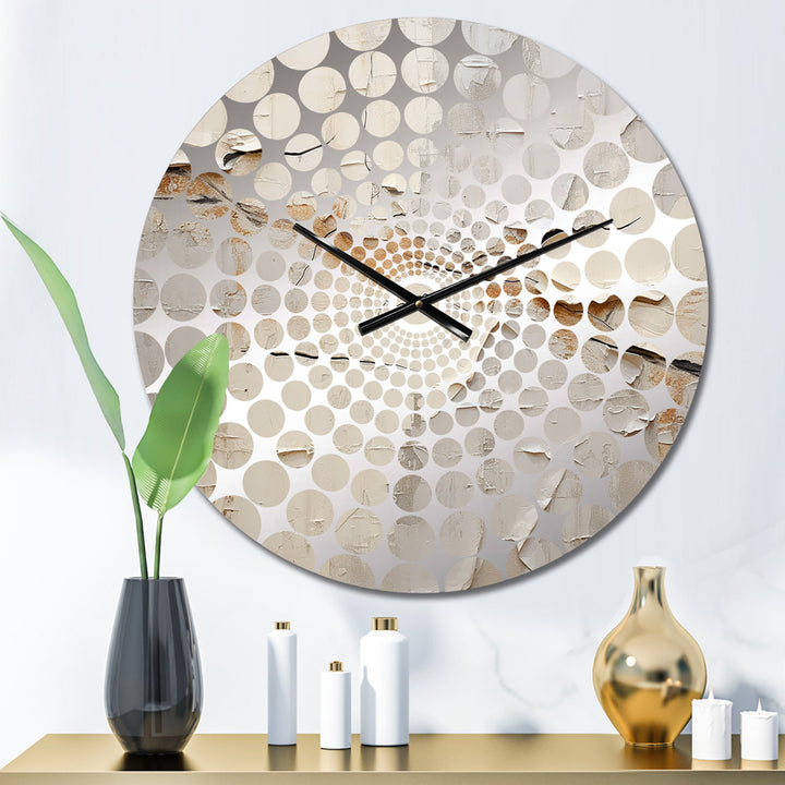 Abstract Beige Brown Road Collage II - Abstract Metal Wall Clock