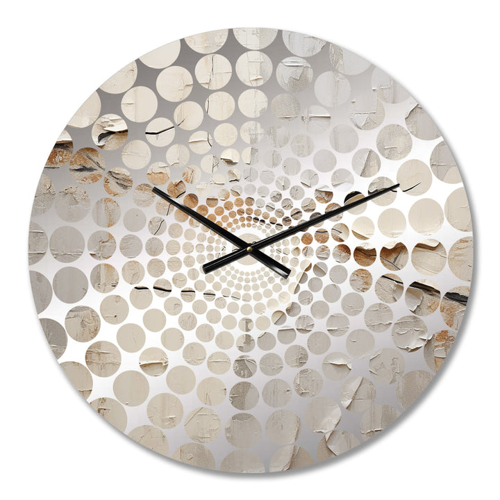 Abstract Beige Brown Road Collage II - Abstract Metal Wall Clock