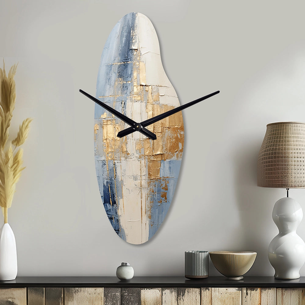 Beige And Gold Minimalism Scandinavian II - Asymmetric Metal Wall Clock