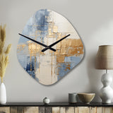 Beige And Gold Minimalism Scandinavian II - Asymmetric Metal Wall Clock