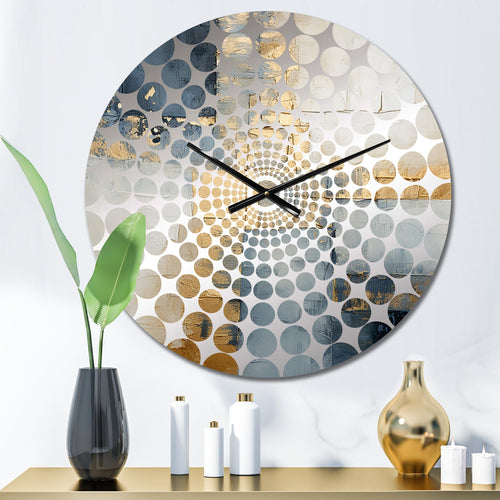 Blue And Gold Minimalism Scandinavian - Landscapes Metal Wall Clock