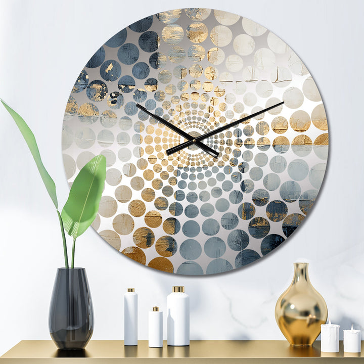 Blue And Gold Minimalism Scandinavian - Landscapes Metal Wall Clock